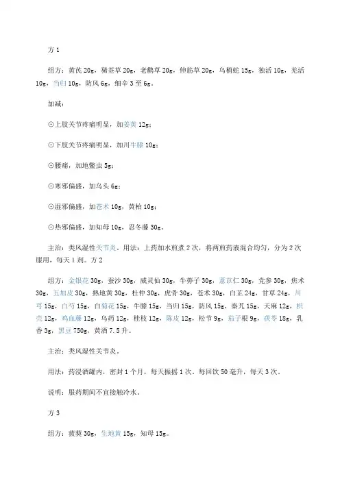 类风湿中药方