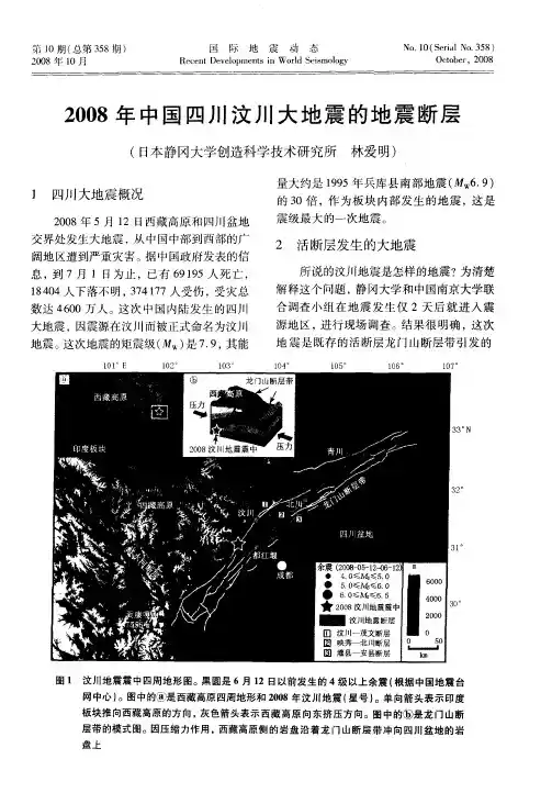 2008年中国四川汶川大地震的地震断层