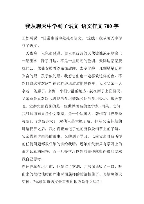 我从聊天中学到了语文_语文作文700字