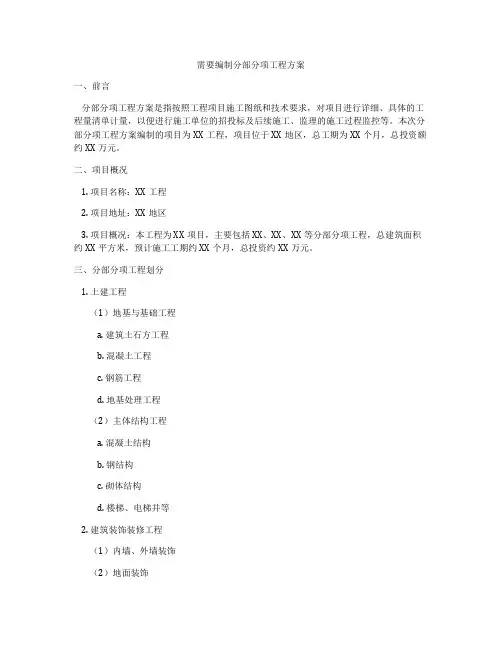 需要编制分部分项工程方案