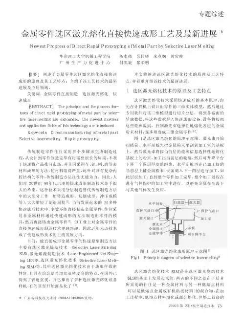 金属零件选区激光熔化直接快速成形工艺及最新进展