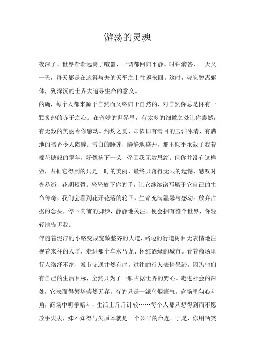 初二记叙文游荡的灵魂