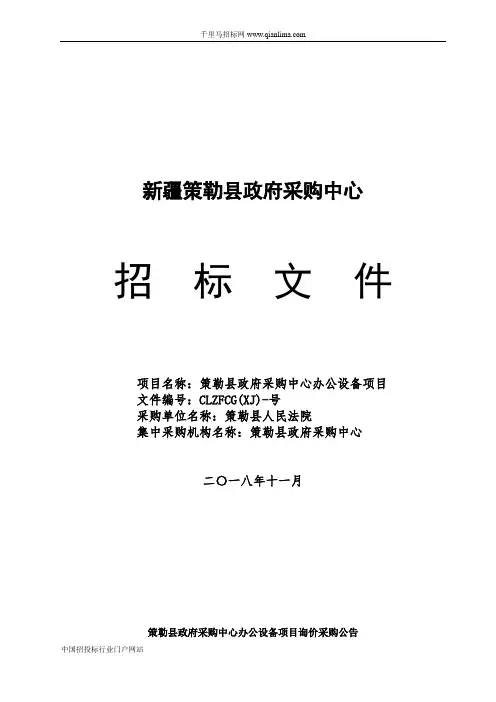 政府采购中心办公设备项目招投标书范本