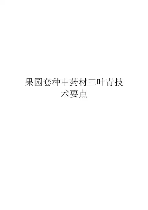果园套种中药材三叶青技术要点