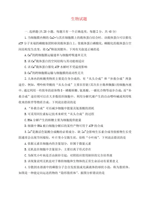 湖北省重点高中2023届高三上学期10月联考生物试题及答案