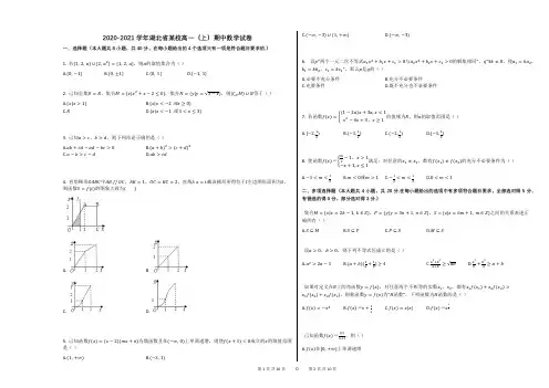 2020-2021学年湖北省某校高一(上)期中数学试卷