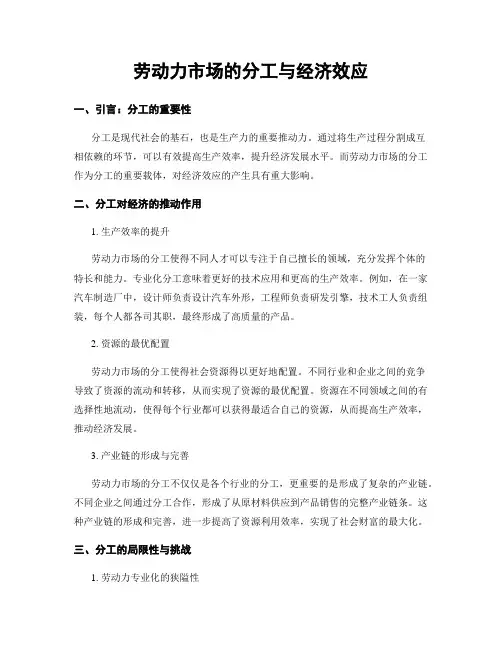 劳动力市场的分工与经济效应