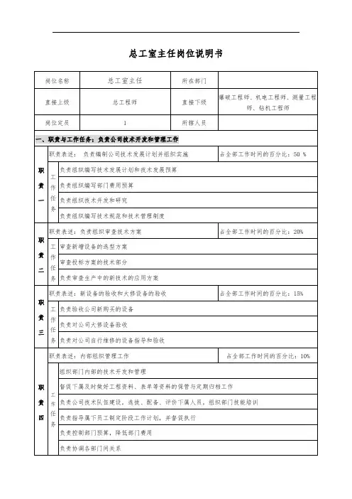 总工室岗位说明书
