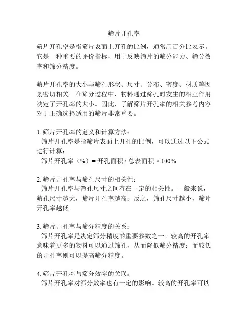 筛片开孔率