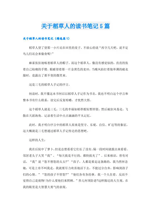 关于稻草人的读书笔记5篇