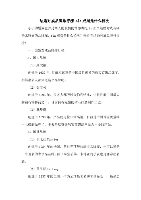 结婚对戒品牌排行榜 ela戒指是什么档次