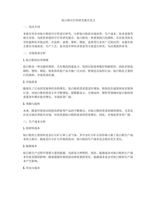钛白粉可行性研究报告范文