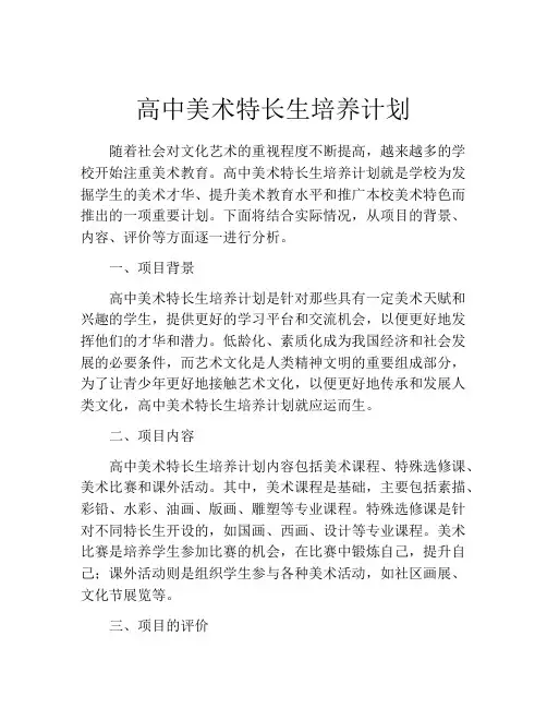 高中美术特长生培养计划