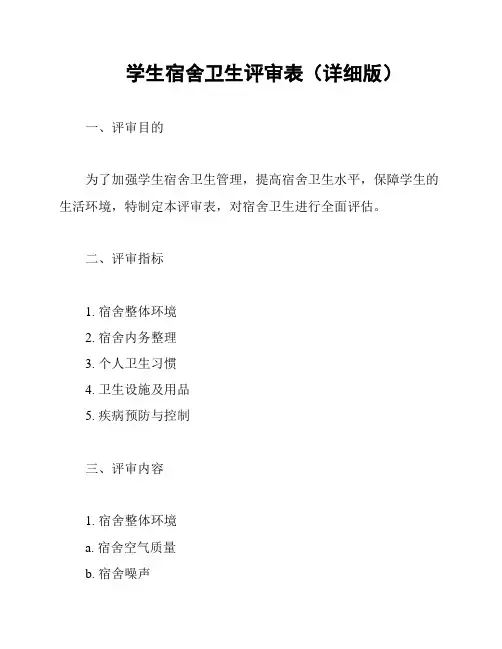 学生宿舍卫生评审表(详细版)