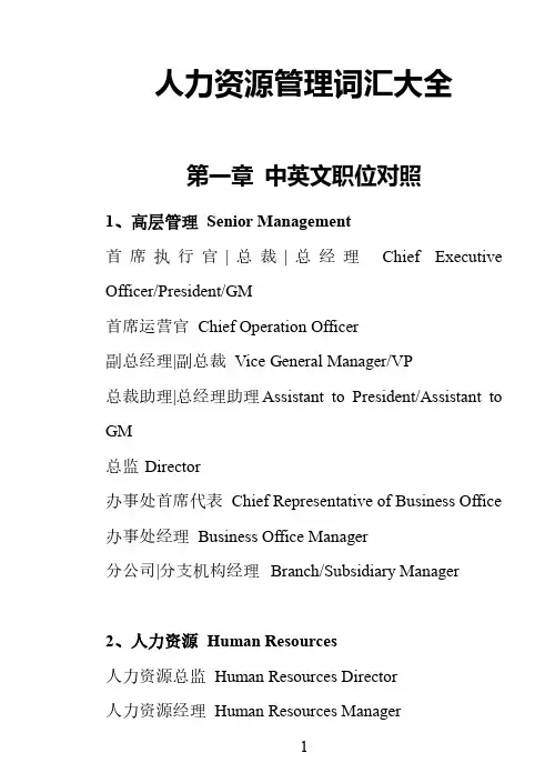 人力资源管理常用英语词汇大全