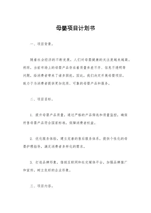 母婴项目计划书