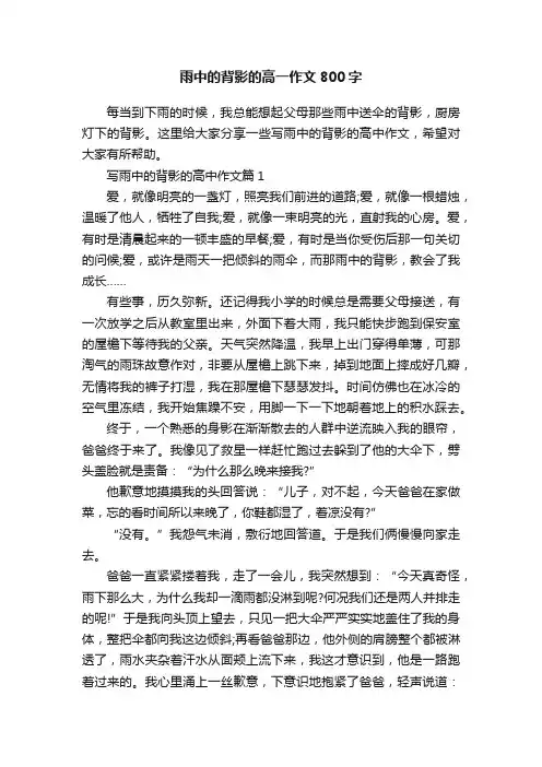 雨中的背影的高一作文800字