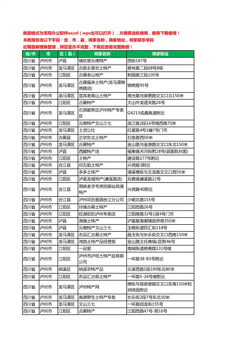2020新版四川省泸州市土特产工商企业公司商家名录名单联系电话号码地址大全123家