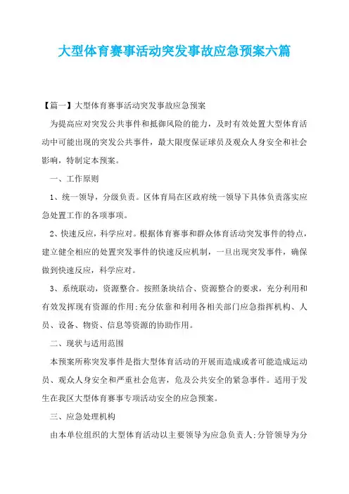 大型体育赛事活动突发事故应急预案六篇