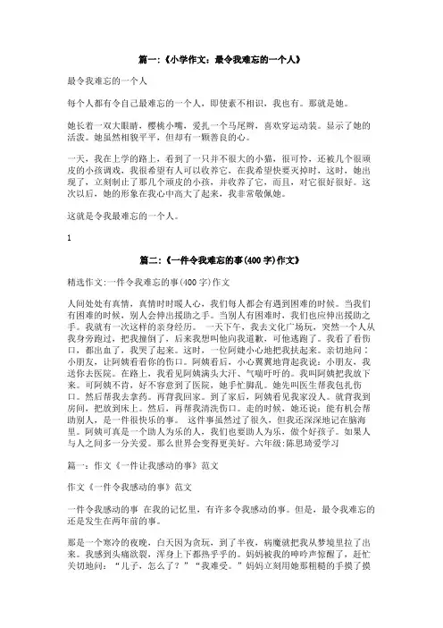 令我难忘的一个人400字作文