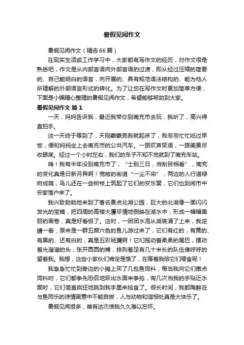 暑假见闻作文（精选66篇）