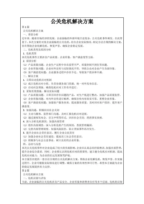 公关危机解决方案