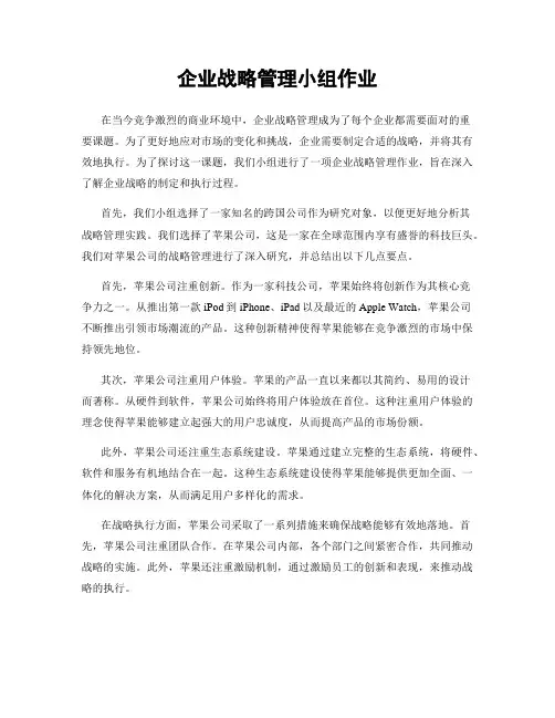 企业战略管理小组作业