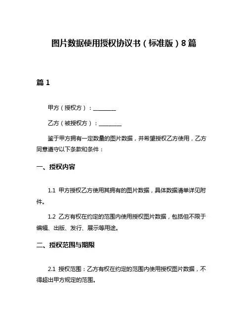 图片数据使用授权协议书(标准版)8篇