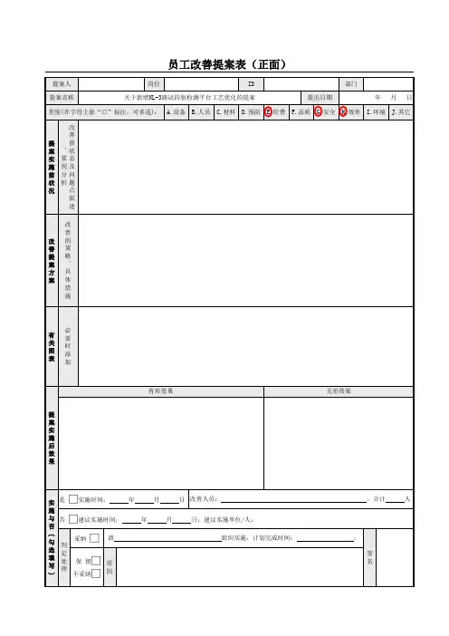 员工提案模板