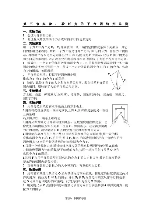 实验：验证力的平行四边形法则
