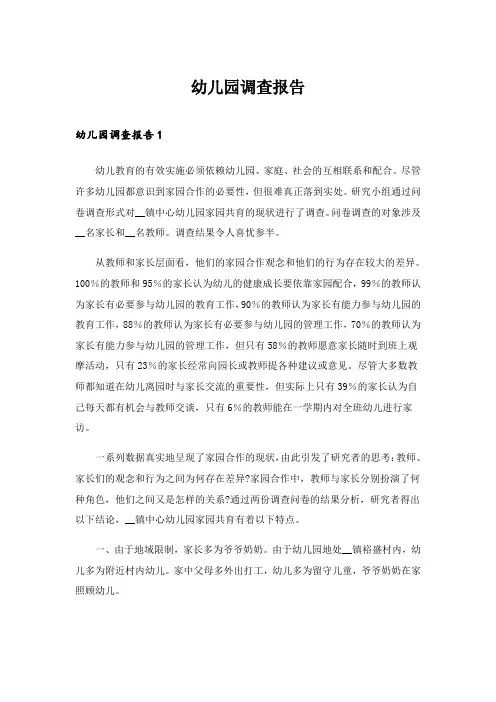 2024年幼儿园调查报告
