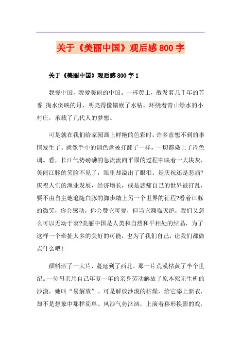 关于《美丽中国》观后感800字