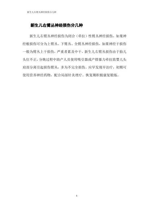 新生儿右臂丛神经损伤分几种