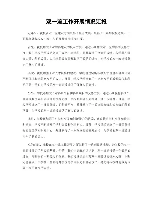双一流工作开展情况汇报