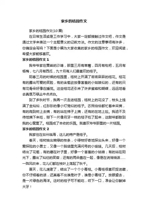 家乡的桔园作文（10篇）