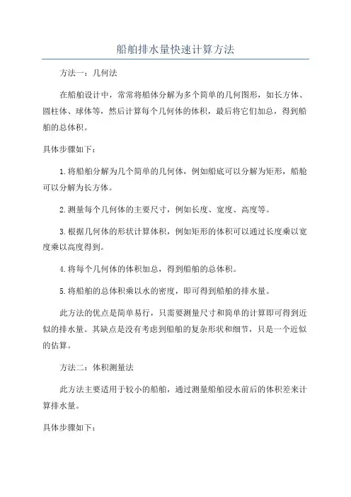 船舶排水量快速计算方法