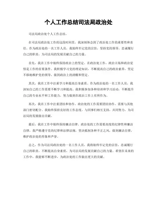 个人工作总结司法局政治处