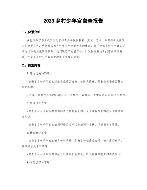 2023乡村少年宫自查报告