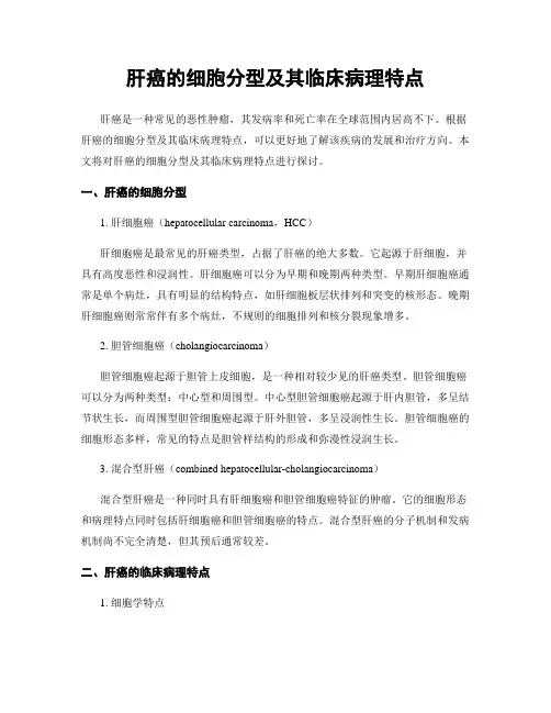 肝癌的细胞分型及其临床病理特点