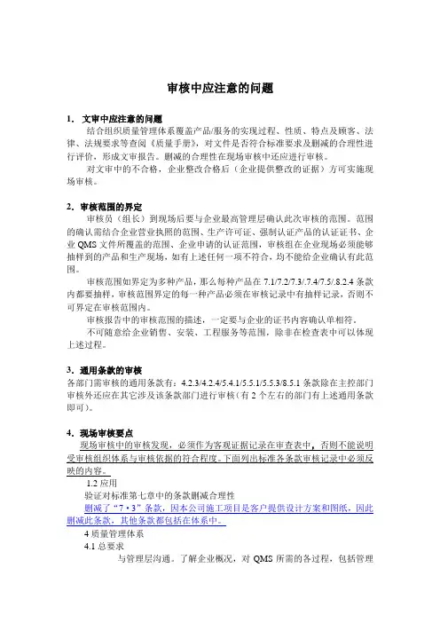 审核中应注意的问题