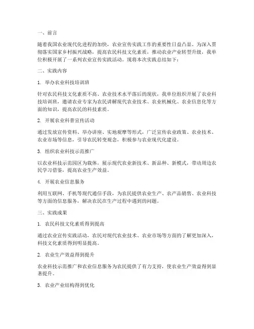 农业宣传实践总结范文