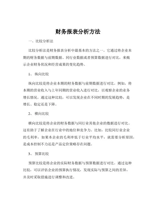 财务报表分析方法