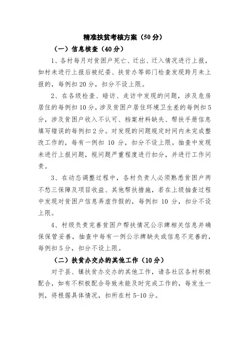 精准扶贫考核方案