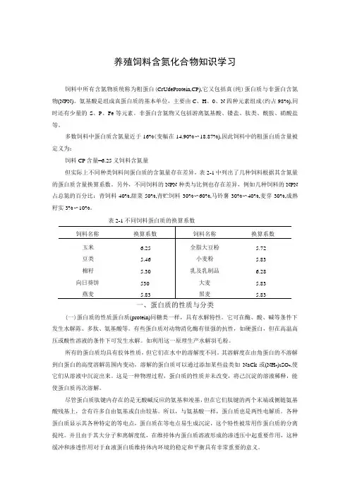 养殖饲料含氮化合物知识学习