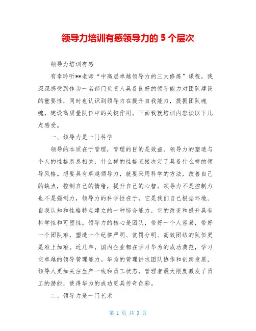 领导力培训有感领导力的5个层次