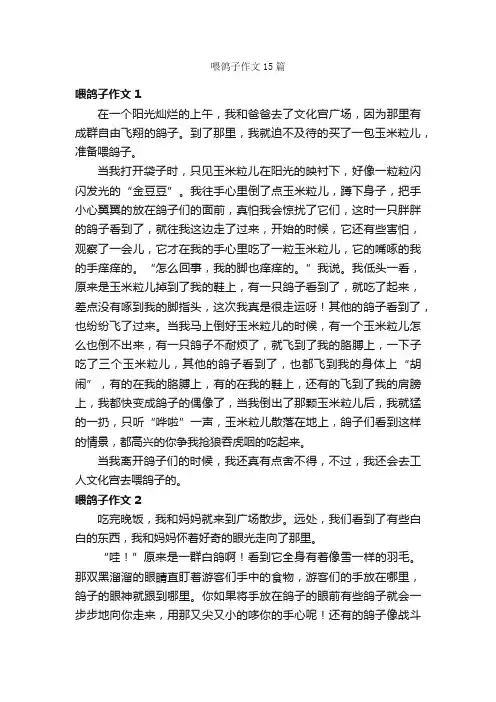 喂鸽子作文15篇