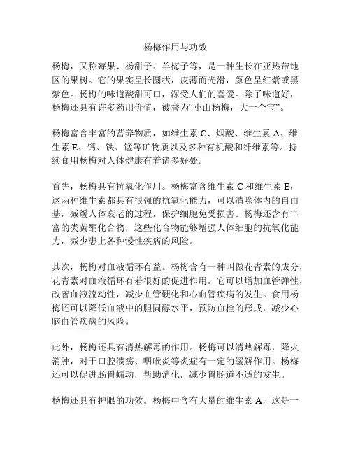 杨梅作用与功效
