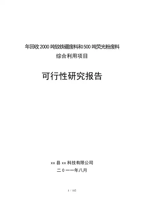 钕铁硼废料和荧光粉废料综合利用项目报告