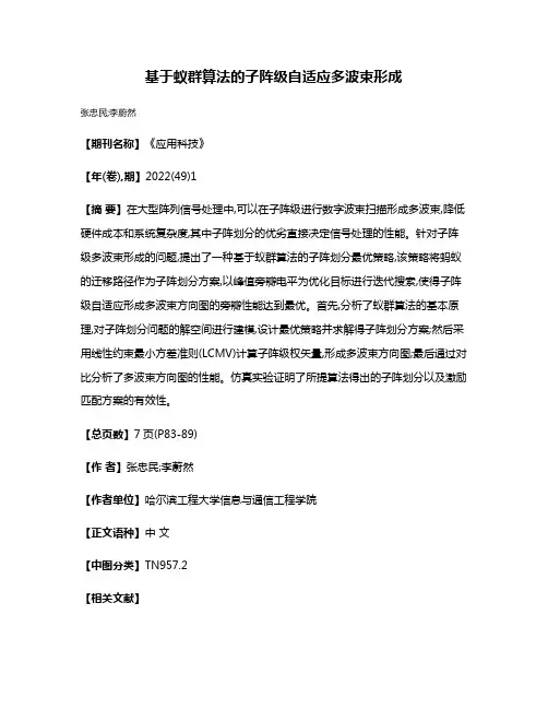基于蚁群算法的子阵级自适应多波束形成