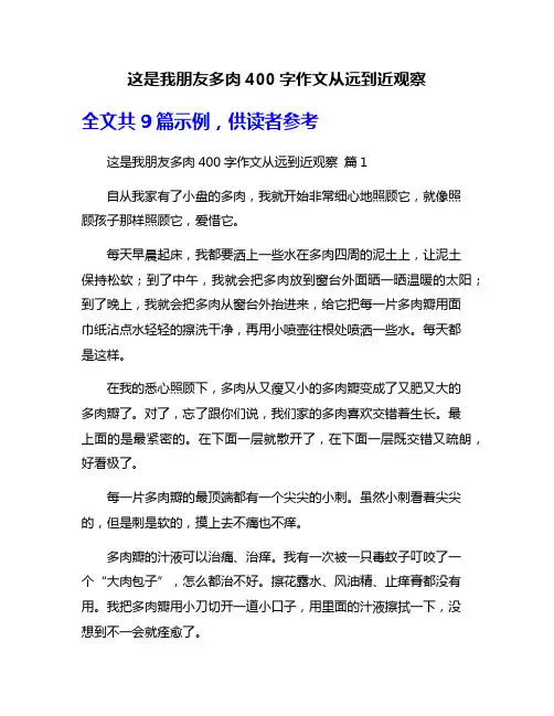 这是我朋友多肉400字作文从远到近观察